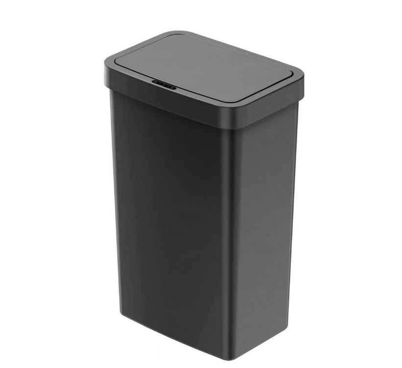 Mainstays Kitchen Automatic Trash Can, 13.2 Gallon Plastic Motion Sensor Garbage Bin, Black